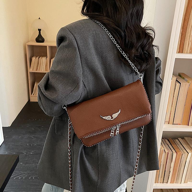 Yogodlns New Luxury Square Bag, Chain Strap Vintage Adjustable Shoulder Crossbody Bag, Minimalist Purse for Daily Use Women Bag