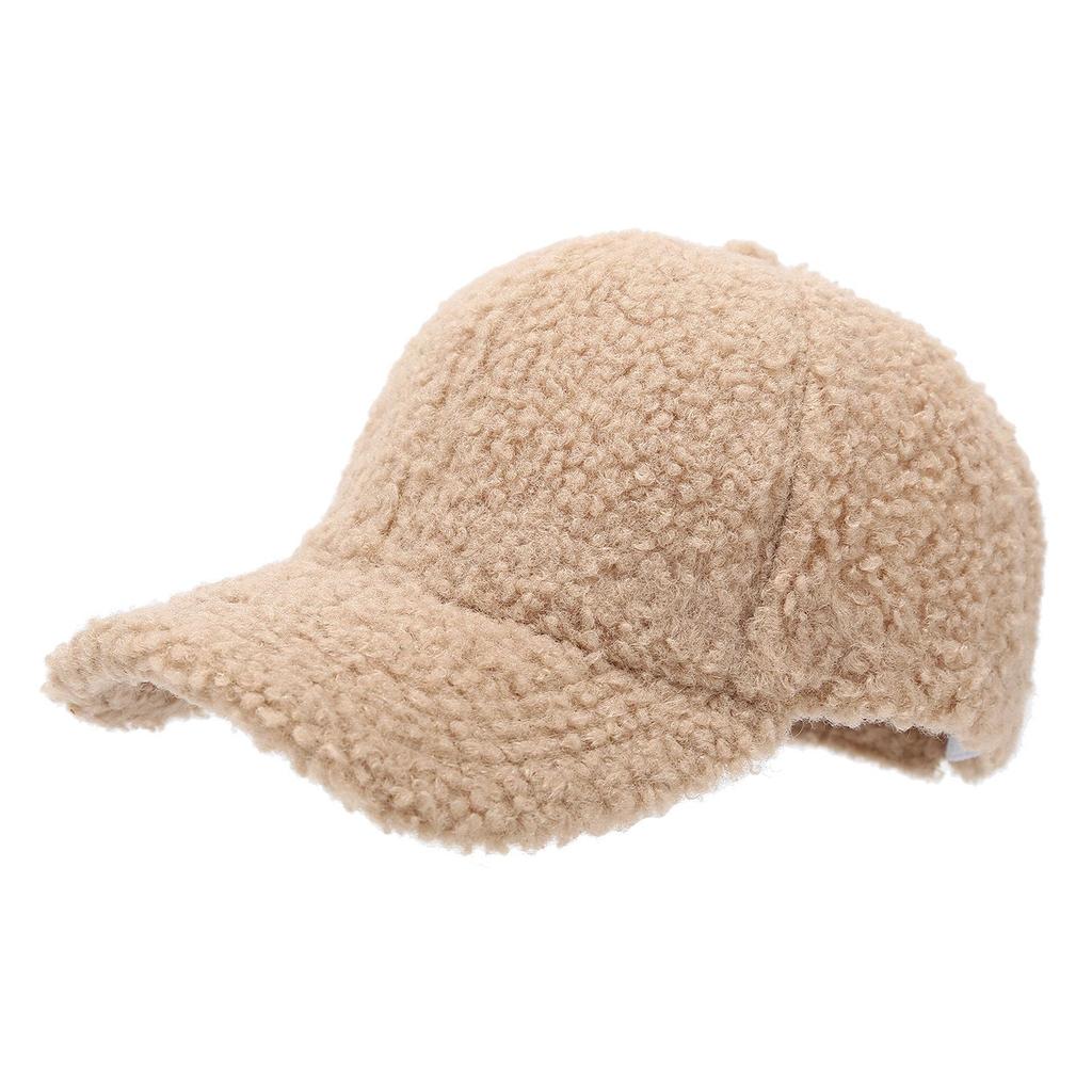Women's Thickened Teddy Fleece Baseball Cap with Velcro - Autumn/Winter Trendy Lambswool Hat