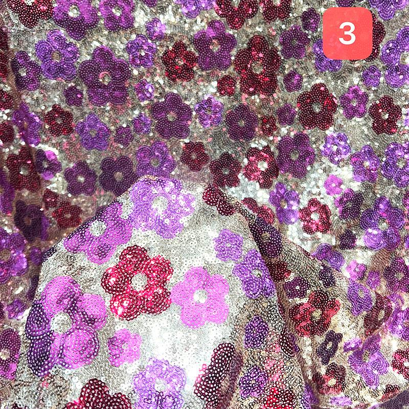 1 Yard Blume Pailletten Stickerei Perlen Stoff Elastisches Netz Pflaumenstoff DIY Nähen Kleid Bühnenkostüm Patchwork Material