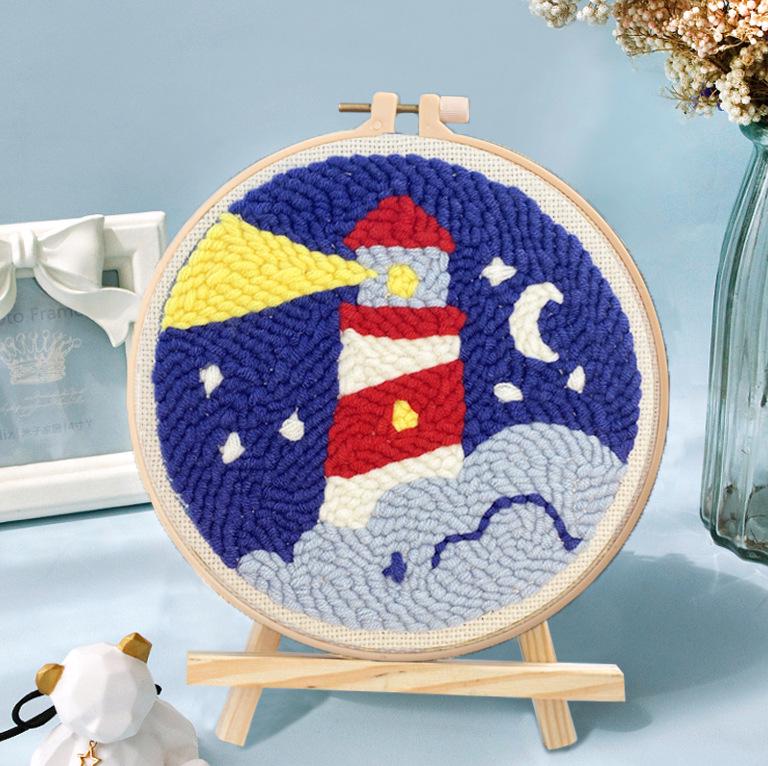 Russian Punch Needle DIY Kit: Handmade Wool Base for Fun Embroidery Projects