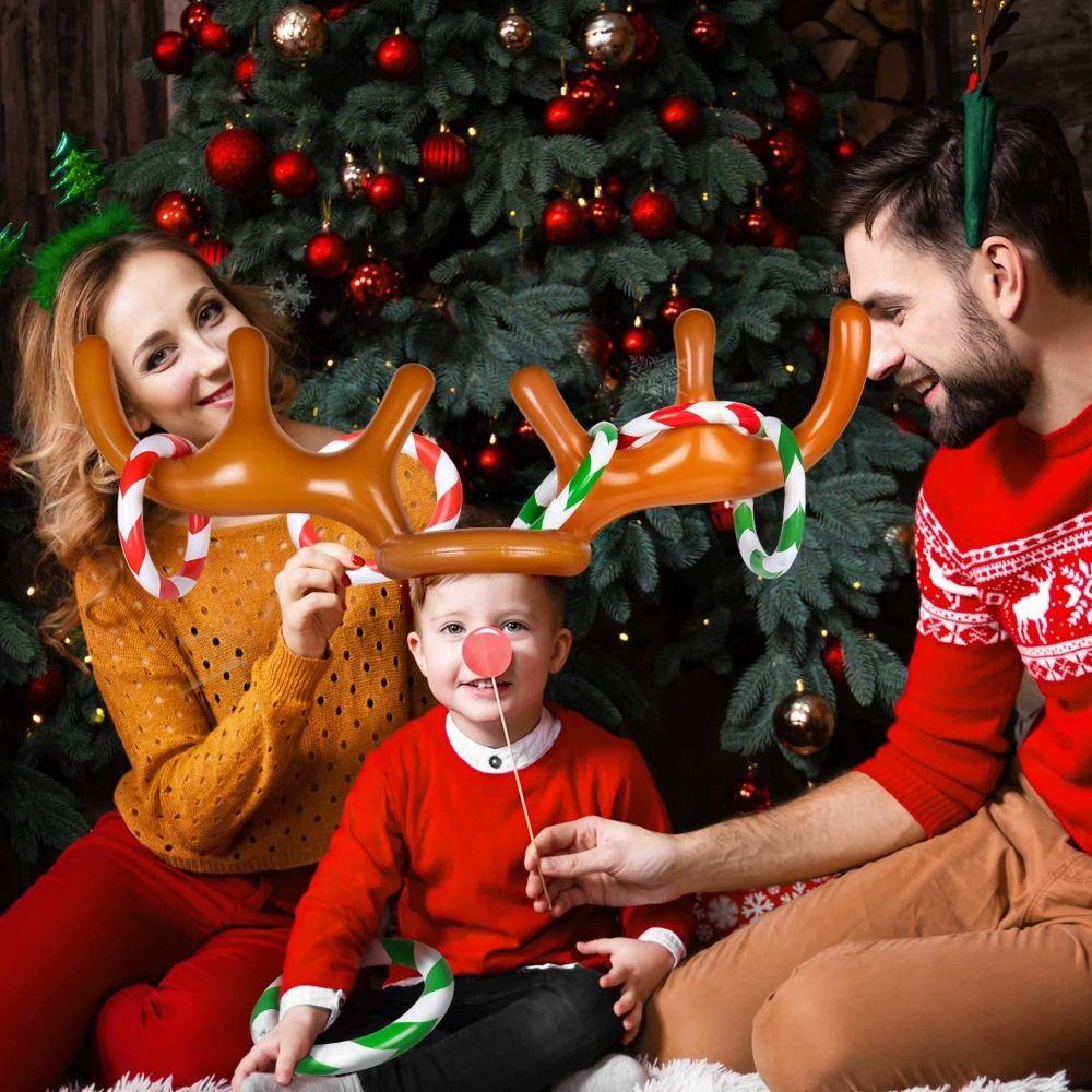 Gift Outdoor Ring Toss Reindeer Inflatable Antler Hat Ferrule Game Inflated Toys Christmas Headband