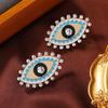 Retro Rhinestone & Pearl Demon Eye Stud Earrings - Ethnic Style