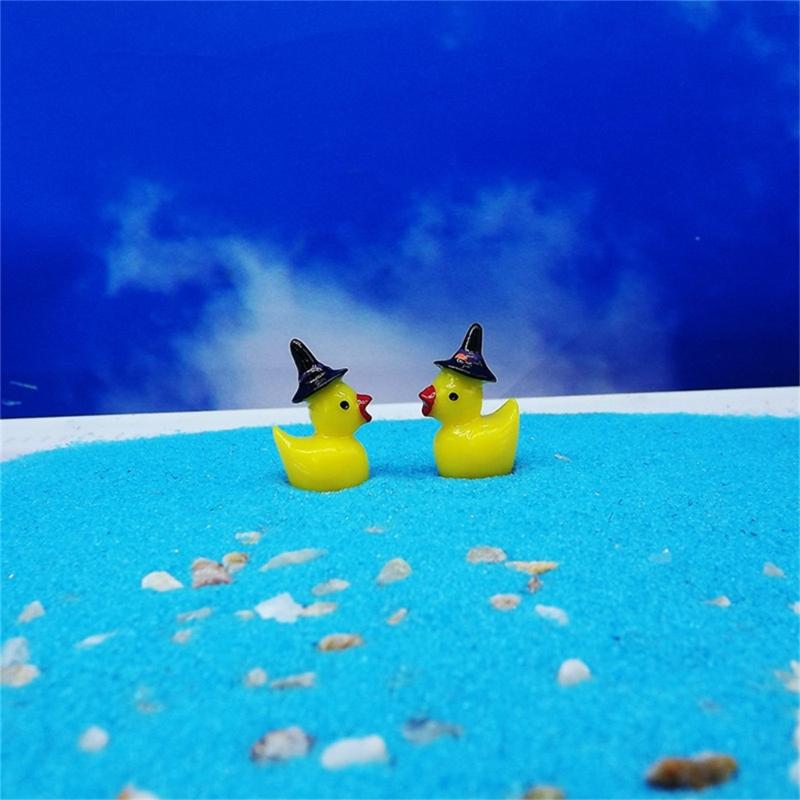 50Pcs Resins Duck Minaiture Statue With Witch Hat Halloween Gift For Moss Terrariums Display Garden Landscape Ornaments