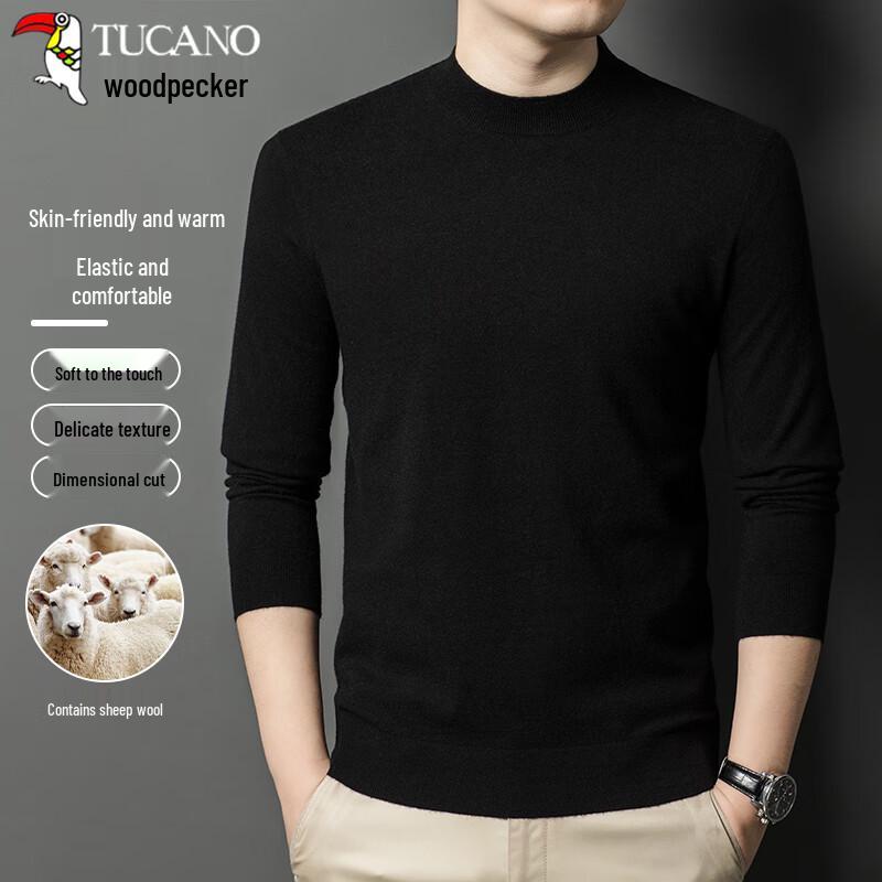 

TUCANO Men s Warm Wool Blend Round Neck Sweater 4XL