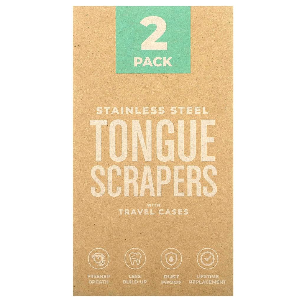 basicConcepts Stainless Steel Tongue Scraper, 2-Pack