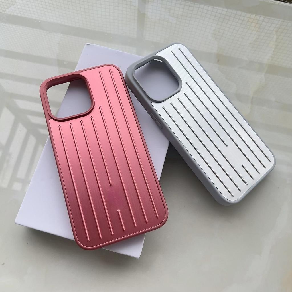 Stylový 3D vlnitý pruhovaný business kufr pouzdro na telefon pro iPhone 16 15 14 13 ProMax kryt tvrdý nárazuvzdorný kryt s krabičkou