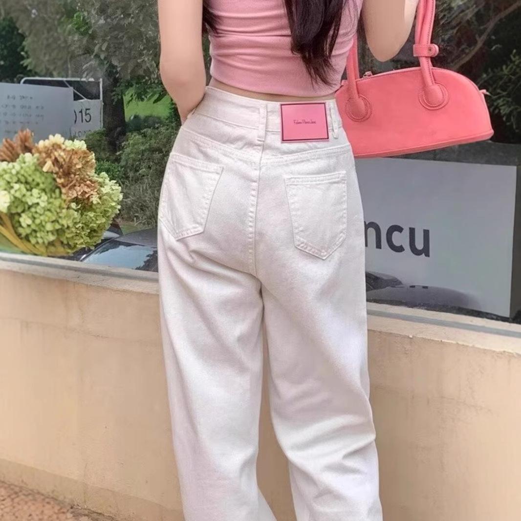 

White Summer Thin Casual Jeans for Women - 2025 Stylish Straight-Leg Pant in Small Size, Versatile and Slimming. XL