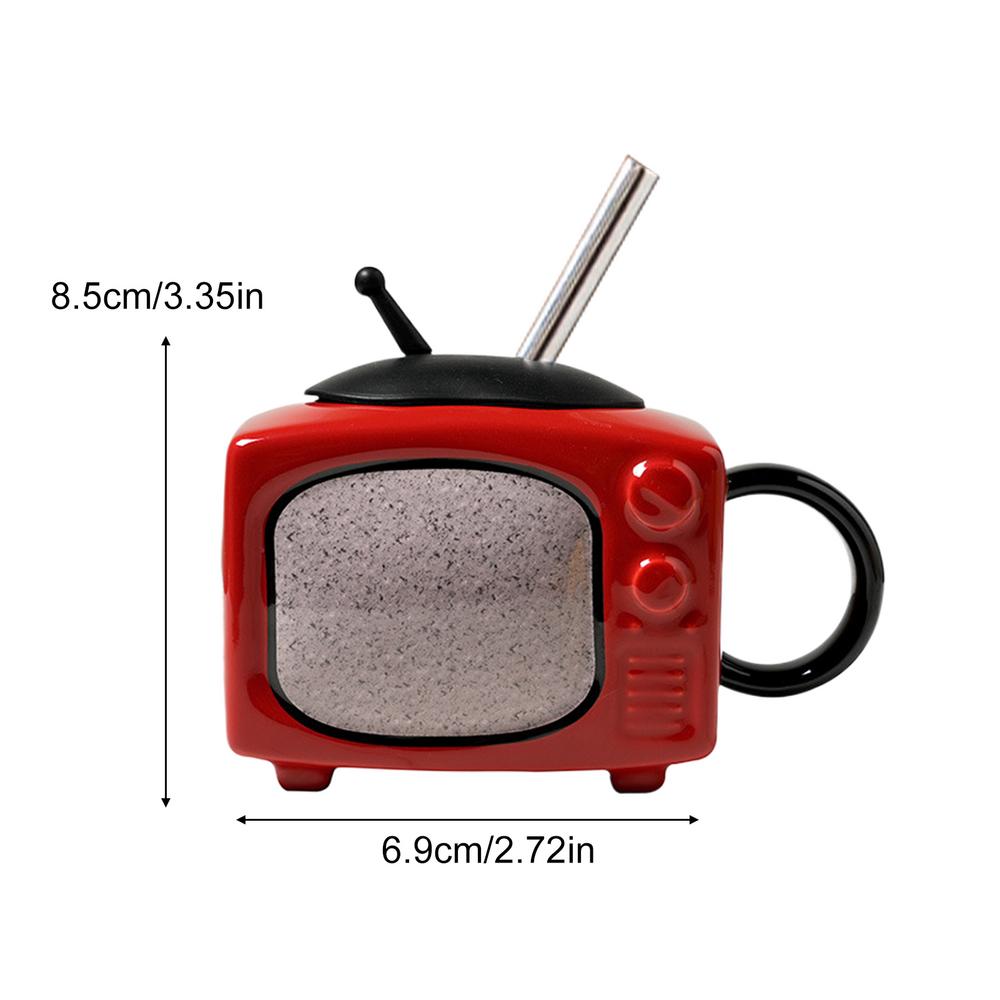 Television Shape Milk Cup 450ml Retro Wine Cups Television Shape Novelty Coffee Mug With Lid And Straw For Home School Dormitory красный