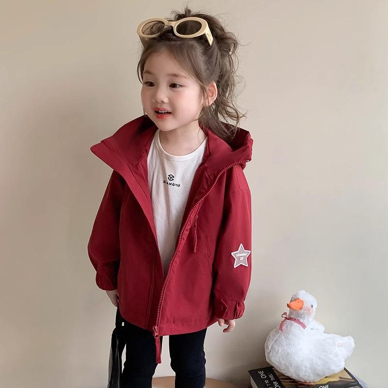 Girls' Spring & Autumn Hooded Windbreaker 2025 - Fashionable, Casual Children's Coat