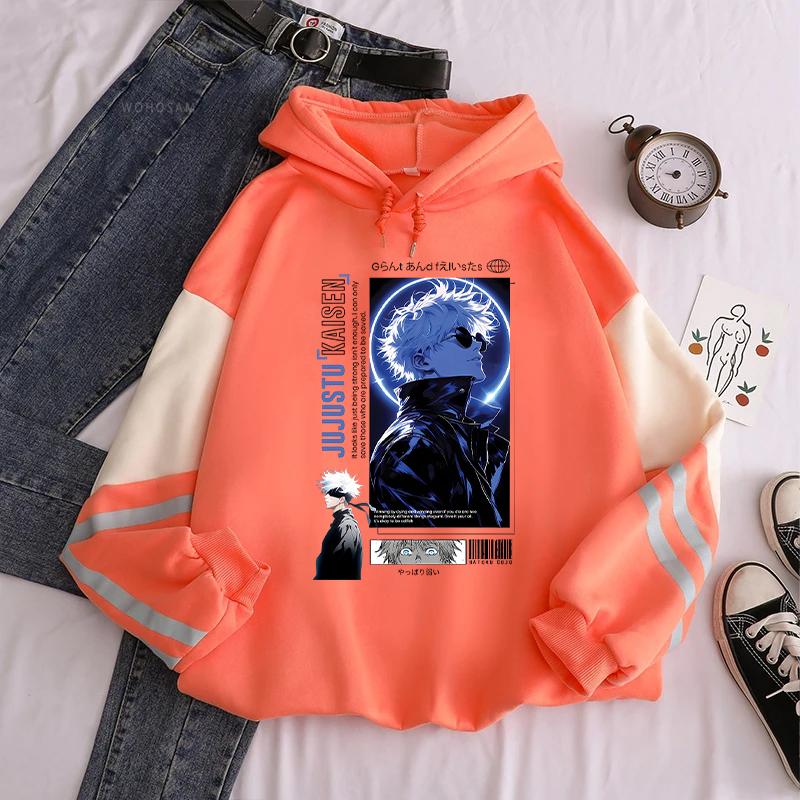 

Худи с принтом Годжо Сатору Аниме Жужуцу Кайсен Толстовка Мужская Женская Уличная одежда Весна Осень Длинный рукав Флис Капюшон Пуловер 4XL оранжевый