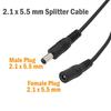 DC Splitter Cable 1 Male 2 Female Plug, 5.5 X 2.1mm DC Power Extension Adapter Cable for CCTV Cameras, Routers, DVR, LED Strip