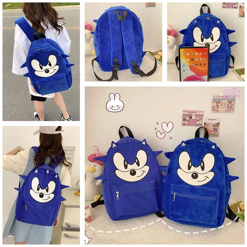 Zaino per Bambini Carino di Sonic, Grande e Resistente, Impermeabile, Traspirante, Con Spallacci Curvi, Blu