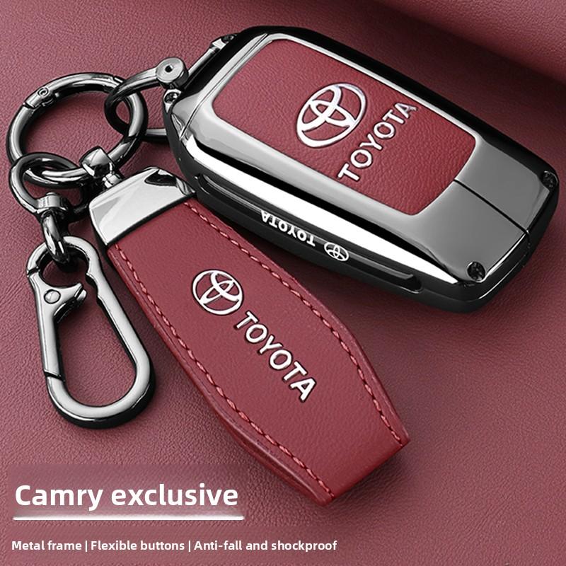 Leather Zinc Alloy Car Key Case for Toyota Corolla Hybrid 2021 Rav4 Land Cruiser Prado Camry Highlander Prius C-HR 2018+