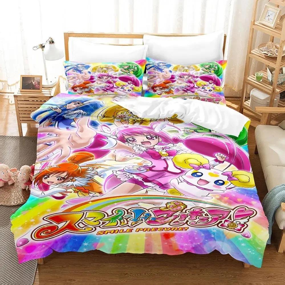 Anime Pretty Cure Bedding Set Duvet Cover Bed Set Quilt Cover Pillowcase Comforter King Queen Size Boys Adult Bedding Set