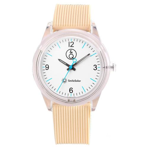 

Citizen Q&Q Smile Solar Watch, Analog, 10 ATM Water Resistant, Urethane Strap, Beige, RP10-013