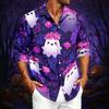 Men's Casual Long-Sleeve Shirt with Halloween Print for Spring ,Summer and Fall