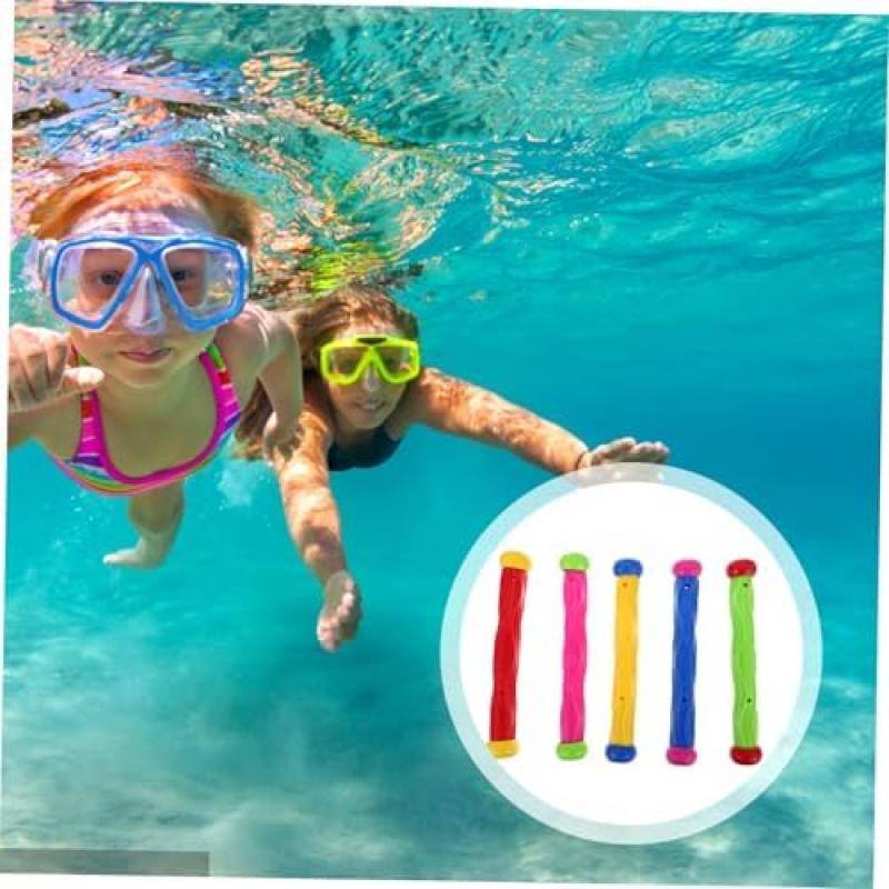 BESTonZON 5-Piece Colorful Dive Rings Set, Durable Plastic Pool Diving Toys, Safe & Skin-Friendly, Promotes Swimming Fun & Diving Skills