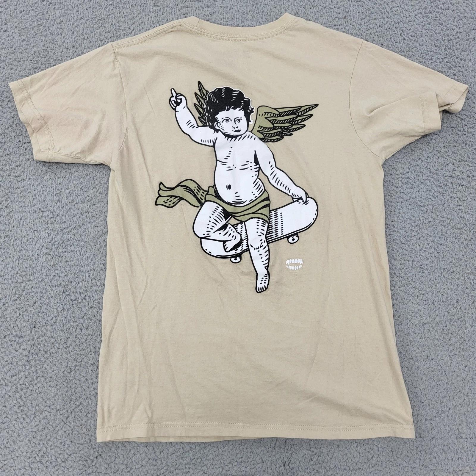 

Chomp Shirt Mens Small Beige Skating Angel Graphic 3XL