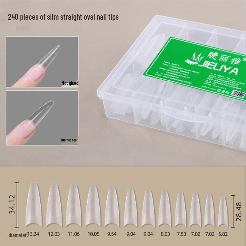 

Jieliya Oval Extra Long Nail Tips with Positioning Guide Frosted