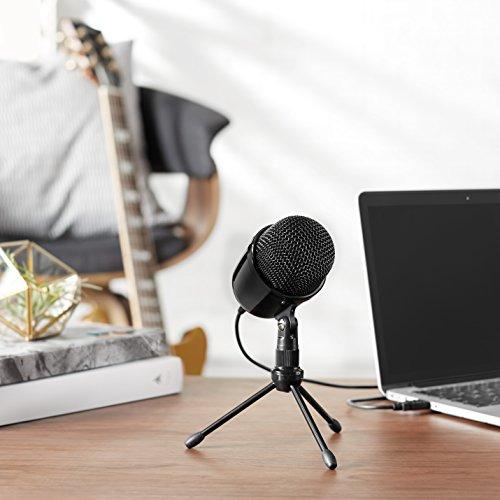 Amazon Basics Mini USB Condenser Microphone for Online Meetings, Gaming, and Podcasts, Black