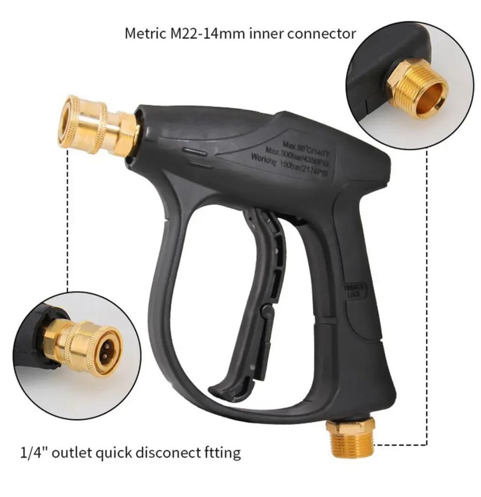 High Pressure Car Wash Water Gun Aluminum Core Quick Insertion FiveColor Fan Shaped Nozzle Union Nozzle Car Washing Gun M22-14