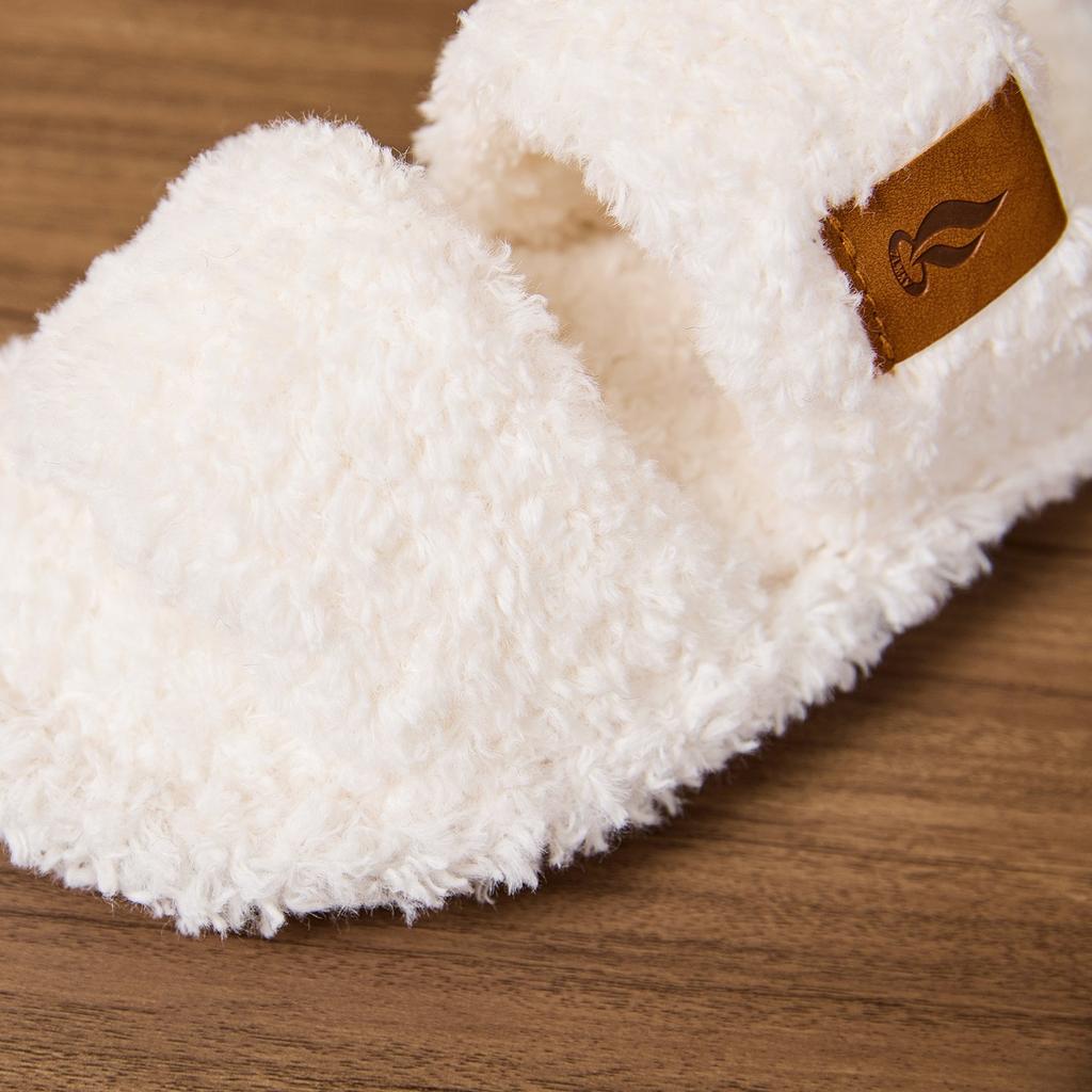 Open Mouth Hairy Slippers with Added Velvet Throughout The Year, Non Slip Indoor Cotton Slippers for Home Use