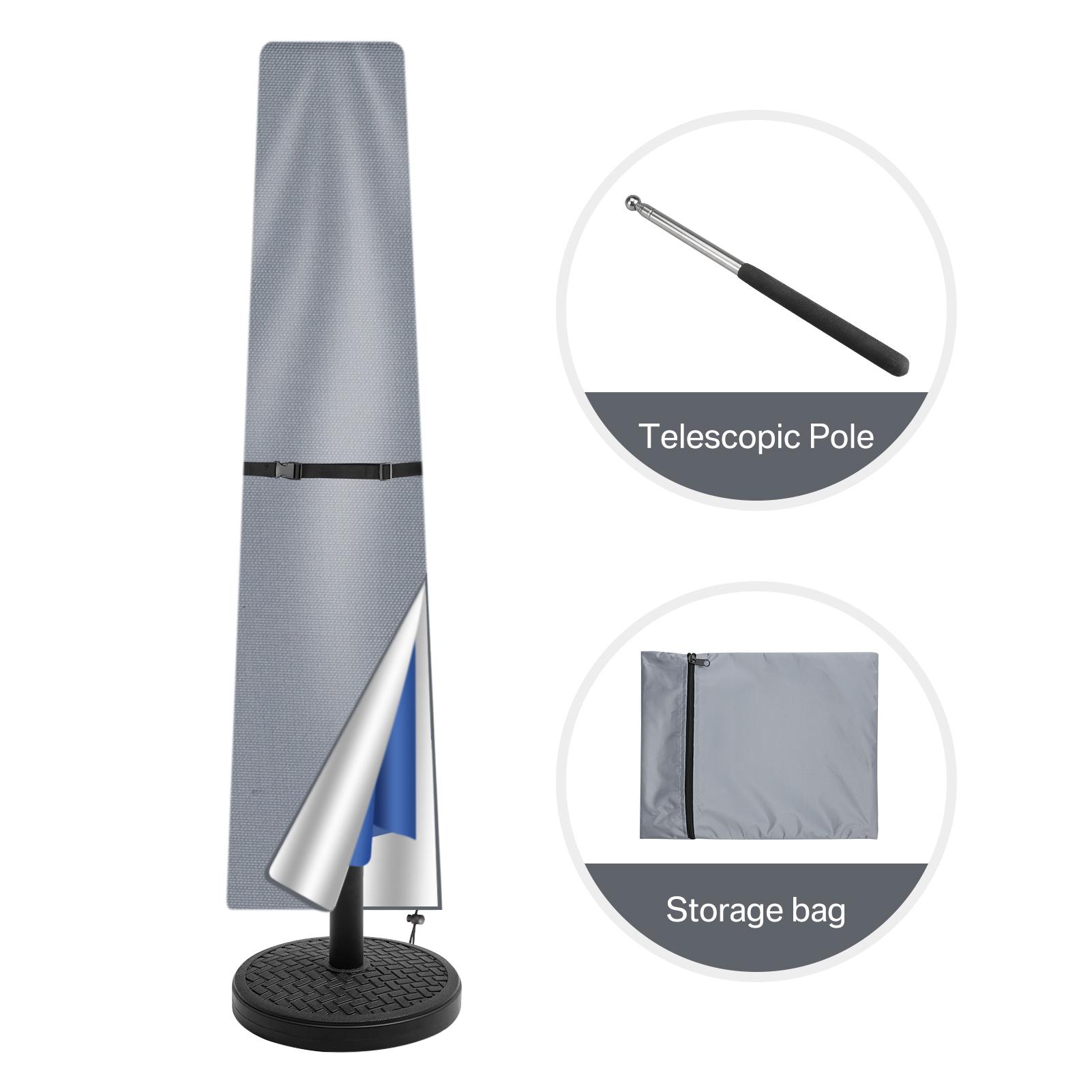 

Чехол для прямого зонта, водонепроницаемый защитный чехол для зонта с телескопической стойкой, молнией, защитой от ультрафиолета и ветра, чехол для садового зонта 170cm серый
