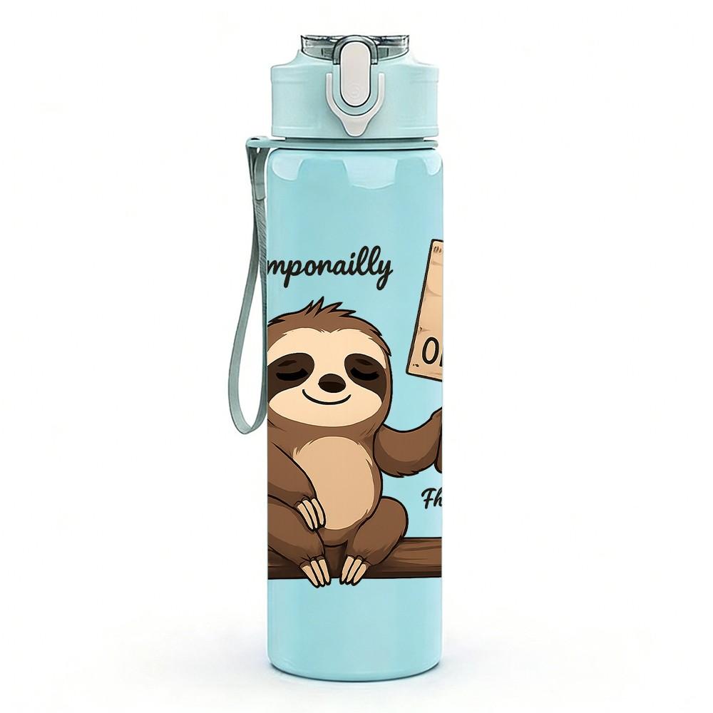 1PC Sloth Out Of Office Sign 750ml Color Plastic Sports Water Bottle Leakproof Flip Straw Lid Suitable for Sports Office Home Use