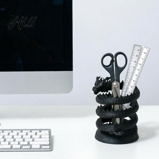 Student Desk Accessory 3D Printed Dragon Pen Holder, Mystical Fantasy Pencil Teacher Gift Holder Cup, Desktop Makeup Brush for Home, Office