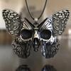 Gothic Retro Gun Black Skull Ghost Face Spotted Butterfly Pendant Necklace for Women Halloween Party Jewelry Accessories Gifts