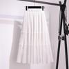 Chiffon Pleated High-Waist Midi Skirt for Spring/Summer 2024 - Solid Color, Loose, Mid-Length Skirt for Women