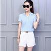 White Shirt Female Short Sleeve Shirt Fashion Bodycon Leisure Chiffon Blouse Tops