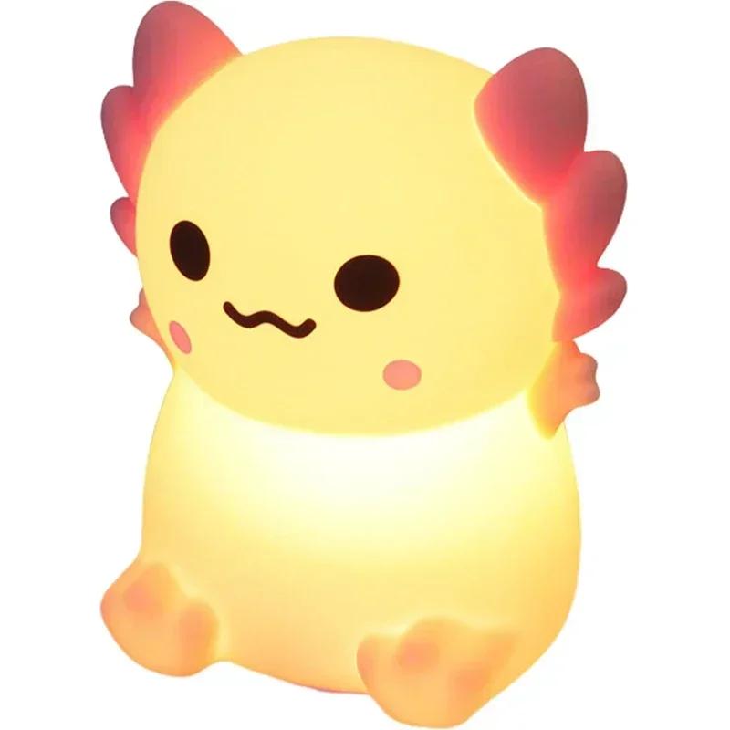 

Силиконовый ночник-аксолотль для детской, милые светильники, подарки, перезаряжаемая лампа для спальни, прикроватные лампы с сенсорным управлением