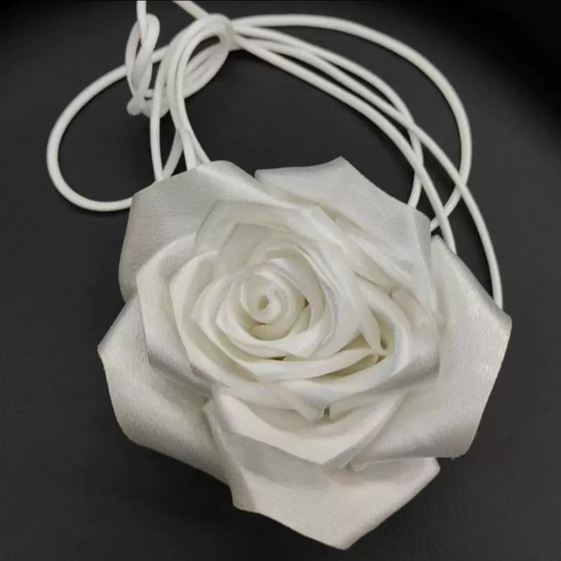 Vintage Rose Satin Flower Necklace & Hairband Choker - Versatile Women's Waist Accessory