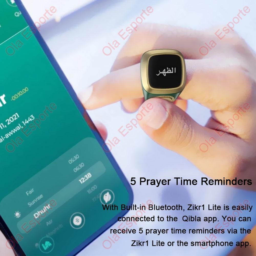 Qibla Smart Zikr Ring Lob Tasbih Zähler Elektronisch Digital Zähler für Muslime Gebetszeit Vibrationserinnerung Wasserdicht