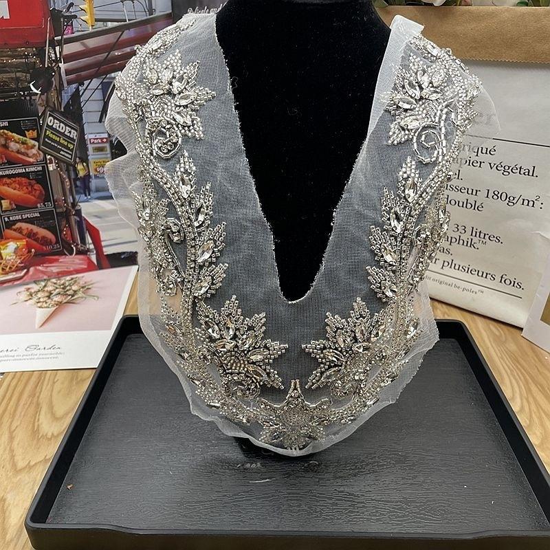 Beaded Lace Embroidery Collar Applique Patches DIY Collar Trim Dress Clothing Decorative Accessorie Material Sew On Patches