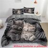 Cute Cat Bedding Set 3D Duvet Cover Set Single Double Twin Full Size Teens Adults Bedclothes Soft Polyester Quilted Bed Covers