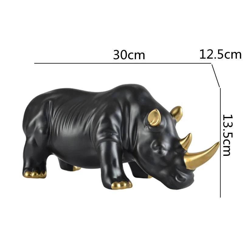Ceramic Crafts Simulation Animal Sculpture Rhino White Rhino Ceramic Ornaments Animal Figures Home Decoration Accessories