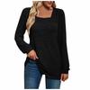 Women's Color U-Neck Ruffled Long Sleeve Casual Puff Sleeve Bottoming Shirt