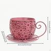 Metal Planter with Saucer Wrought Iron Look Decorative Flower Pot Vintage Style for Gardeners,