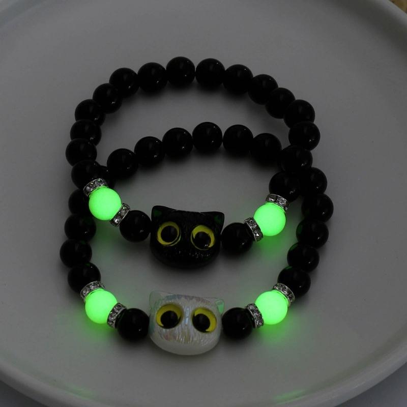 Lovely Bracelet Resin Luminous Bead Bracelet Comfortable Cat Hand Chain Great for Everyday Life and Dating