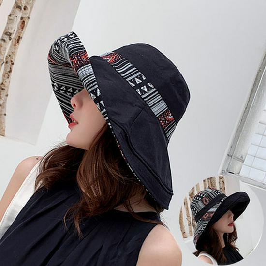 

Women s Large Brim Reversible Sun Hat - Ethnic Korean Style for Summer Travel One Size