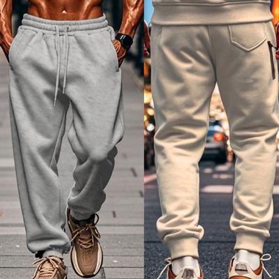 Men's Autumn Winter Casual Trousers Fleece Solid Color Fashion Sweatpants Are Suitable for Outdoor Sports Wear