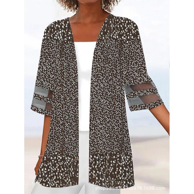 TIFICY Women's Fashion Casual Summer Spring Flower Pattern Print 1/2 Sleeves Blouses & Shirts