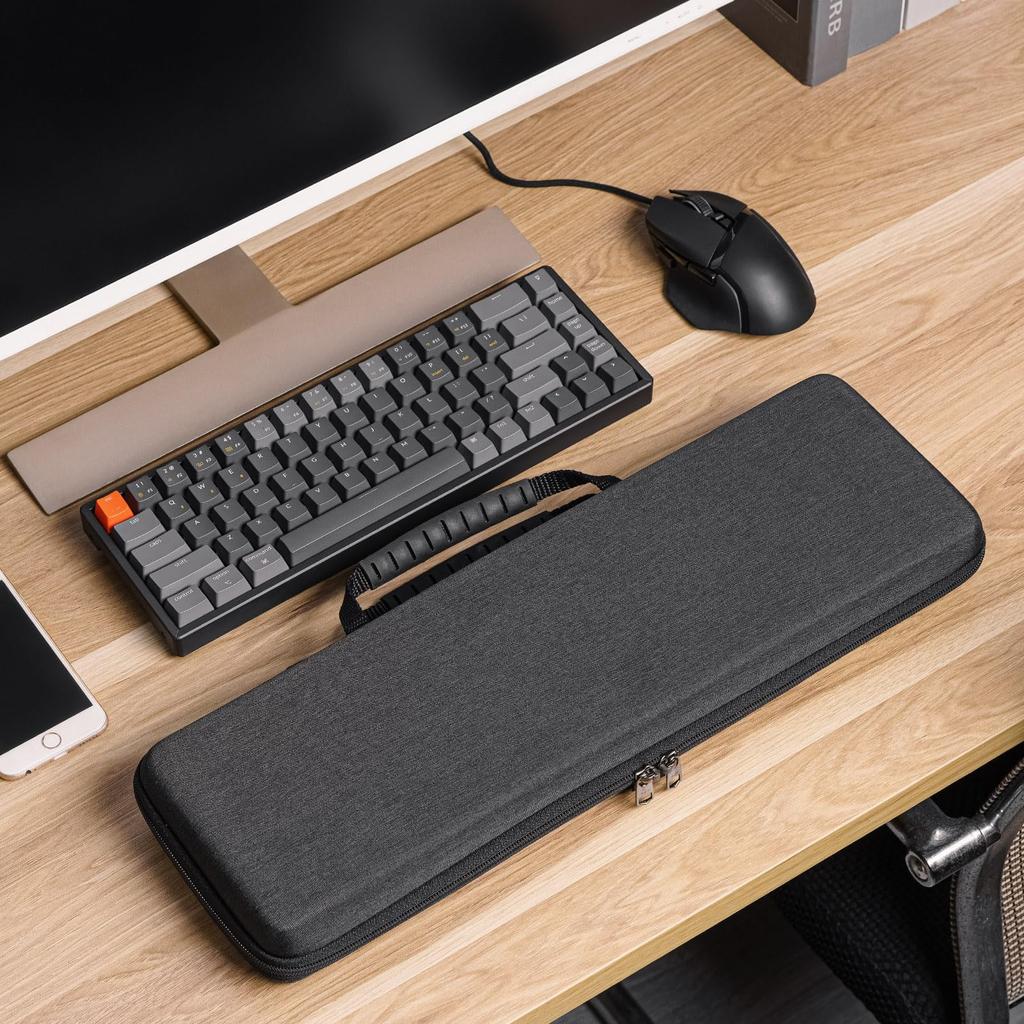 Geekria Keyboard Mouse Case Compact 68 Keys Wireless Mechanical Gaming Keyboard Storage Case Fits Keychron K6 Bluetooth Nuphy Halo65 + 65% 5.1