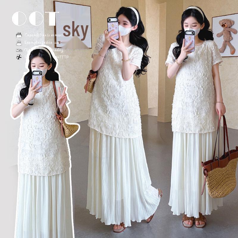 Elegant Summer 2026 Chiffon Patchwork Loose Slimming Long Dress XL
