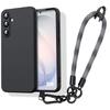 Shockproof Case - BOOLING - for Samsung Galaxy S26 - Black Silicone with Grey Removable Strap