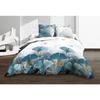 Parure Drap Plat + Drap-housse 140x190 + 2 T - Pur Coton 57 Fils - Ginko Bleu