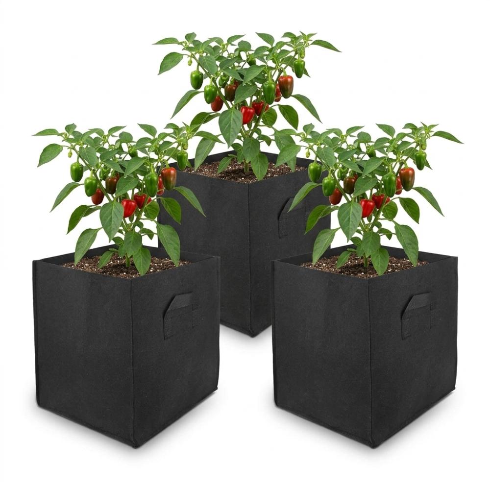 

3PCS Durable Felt Growth Bag 20 x 20 x 20 cm 25 x 25 x 25 cm Planting Bag Square Reusable Plant Growing Bag Indoor Gardening