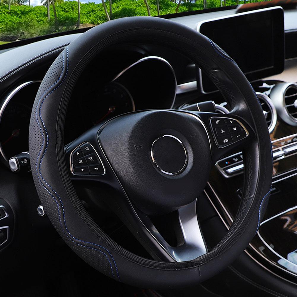 Car Steering Wheel Cover Leather Embossed Corrugated Wheel Bling Cover Steering Accessories Handle Elastic Car Car Cover D1K0